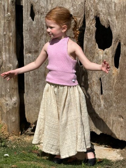 Textured Cotton Linen Culottes ドット シンプル ロングガウチョパンツ【mh0012822】