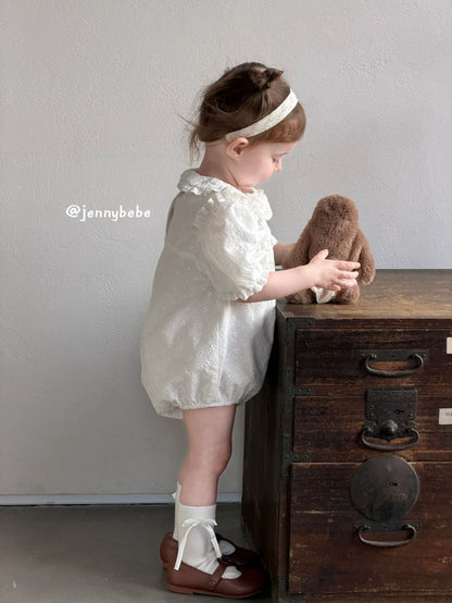 Eyelet Cotton Puff Sleeve Romper