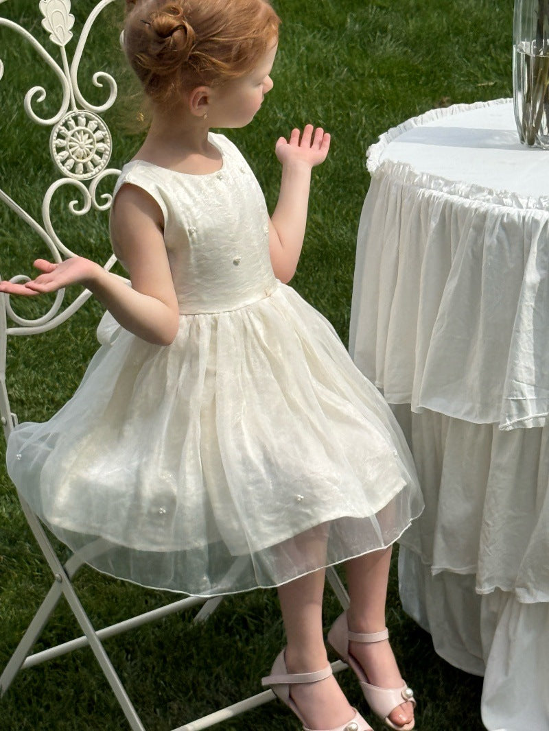 Sleeveless Beaded Princess Dress Satin Tulle チュール ノースリーブワンピース【mh0013234】