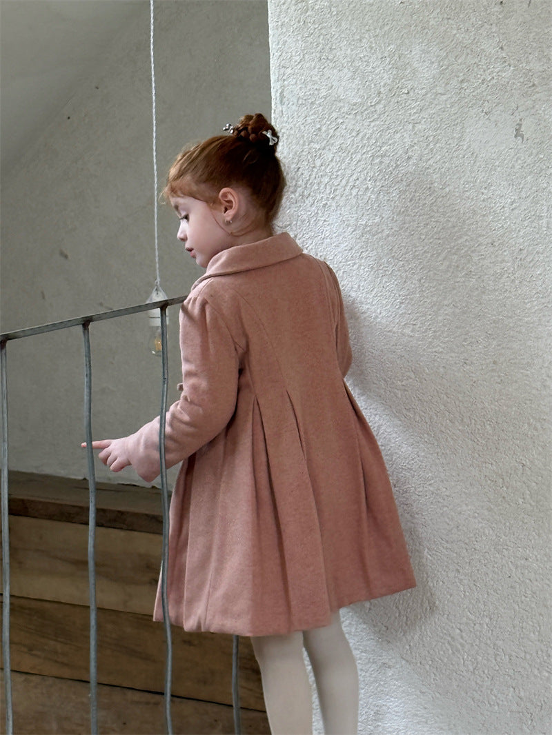 ウールコート ミディ丈 Aライン 襟付き リボンベルト ドレッシー【mh0011622】