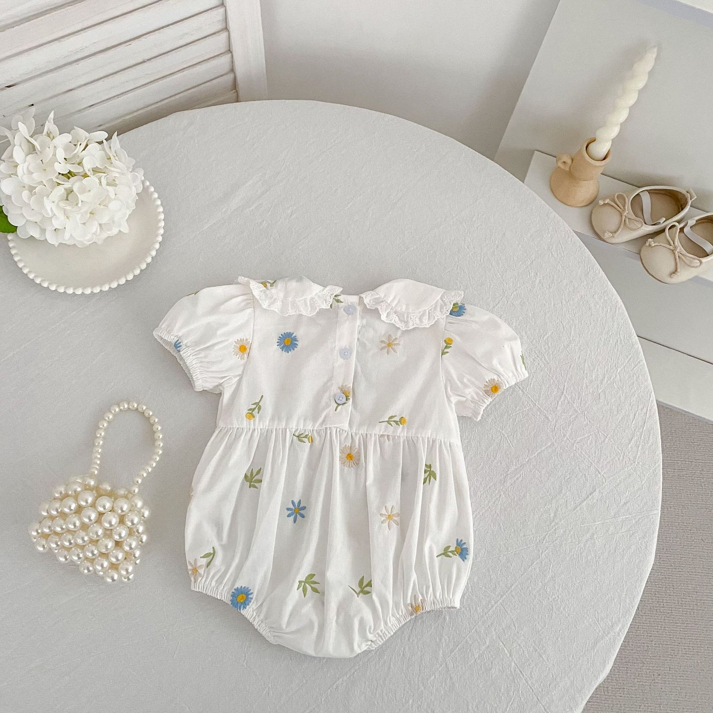 Floral Puff Sleeve Romper Dress パフスリーブ ロンパース ワンピース【mh0013167】