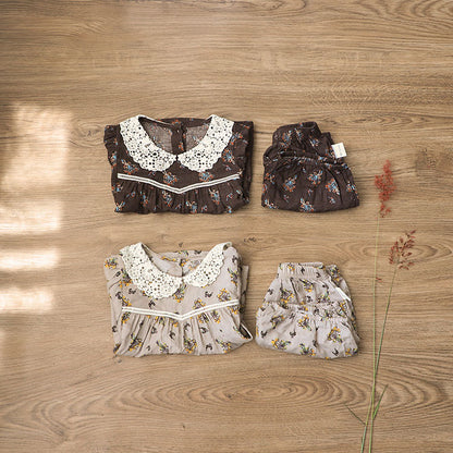 Floral Lace Collar Set - Small Floral Short-Sleeved Tunic Set 【mh0012695】