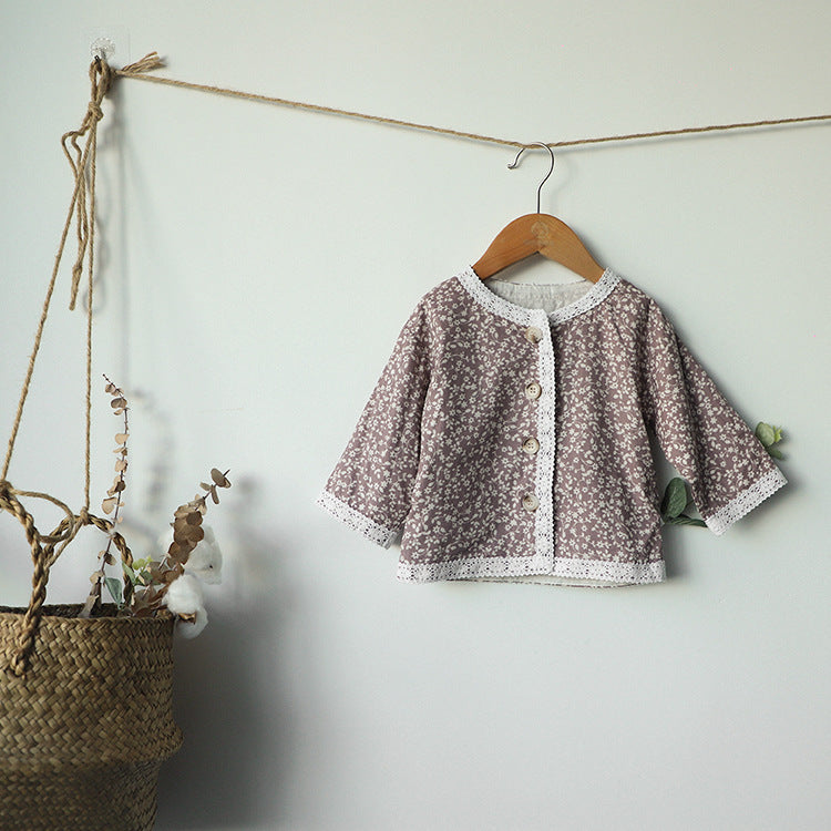 Floral Print Lace Trim Cardigan 花柄 レーストリム カーディガン【mh0012631】