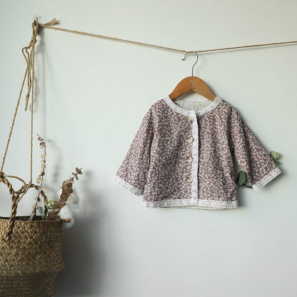 Floral Print Lace Trim Cardigan 花柄 レーストリム カーディガン【mh0012631】