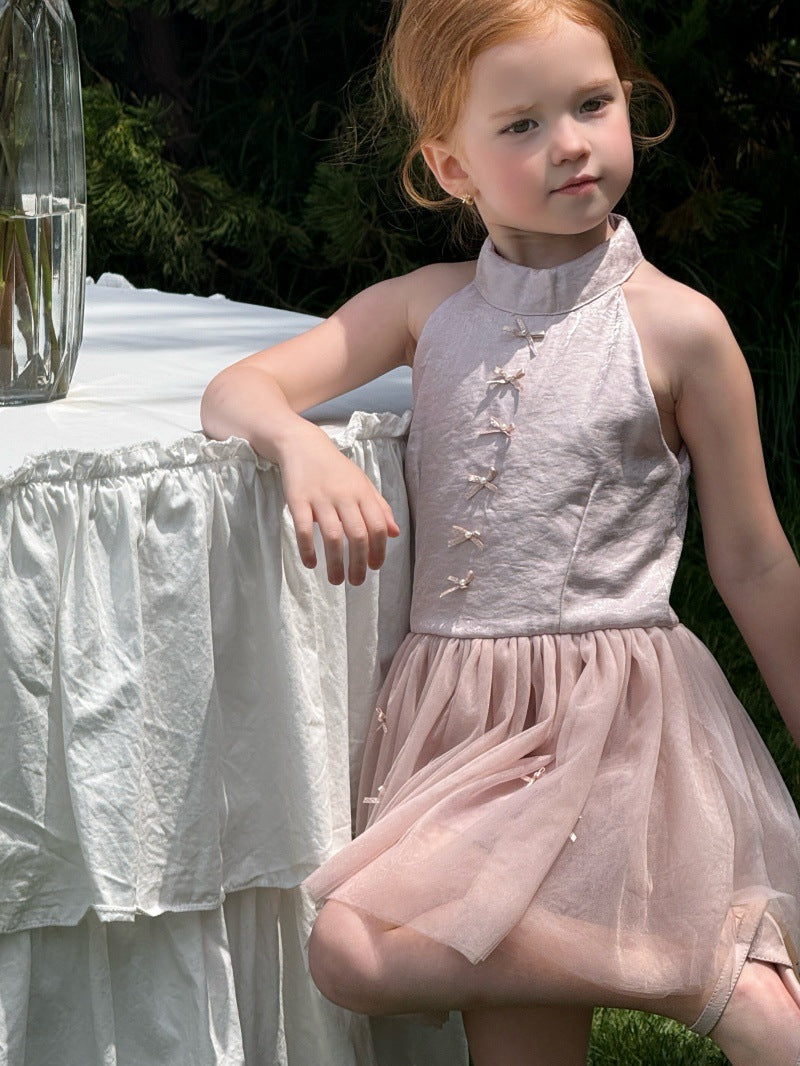 Bow Tulle Halter-Neck Elegant Princess Dress チュール ホルターネックワンピース【mh0013239】