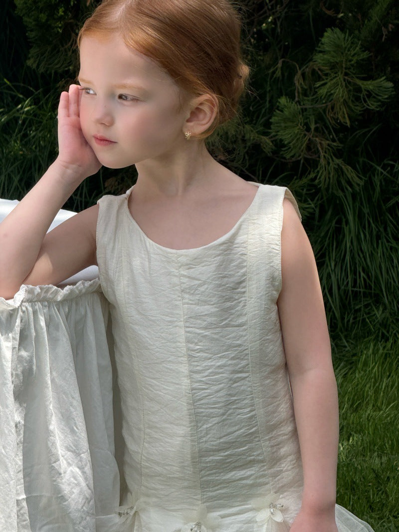 Sleeveless Beaded Floral Princess Dress チュール ノースリーブワンピース【mh0013238】