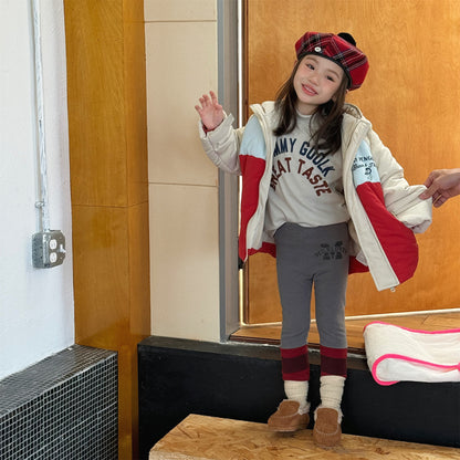 レギンスパンツ 裏起毛 バイカラー ドッキング リブ ボトムス【mh0011609】