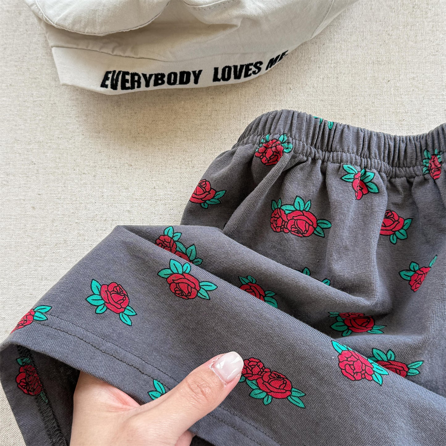 Rose Flower Graphic Cotton Skirt ローズ プリント コットン スカート【mh0012653】