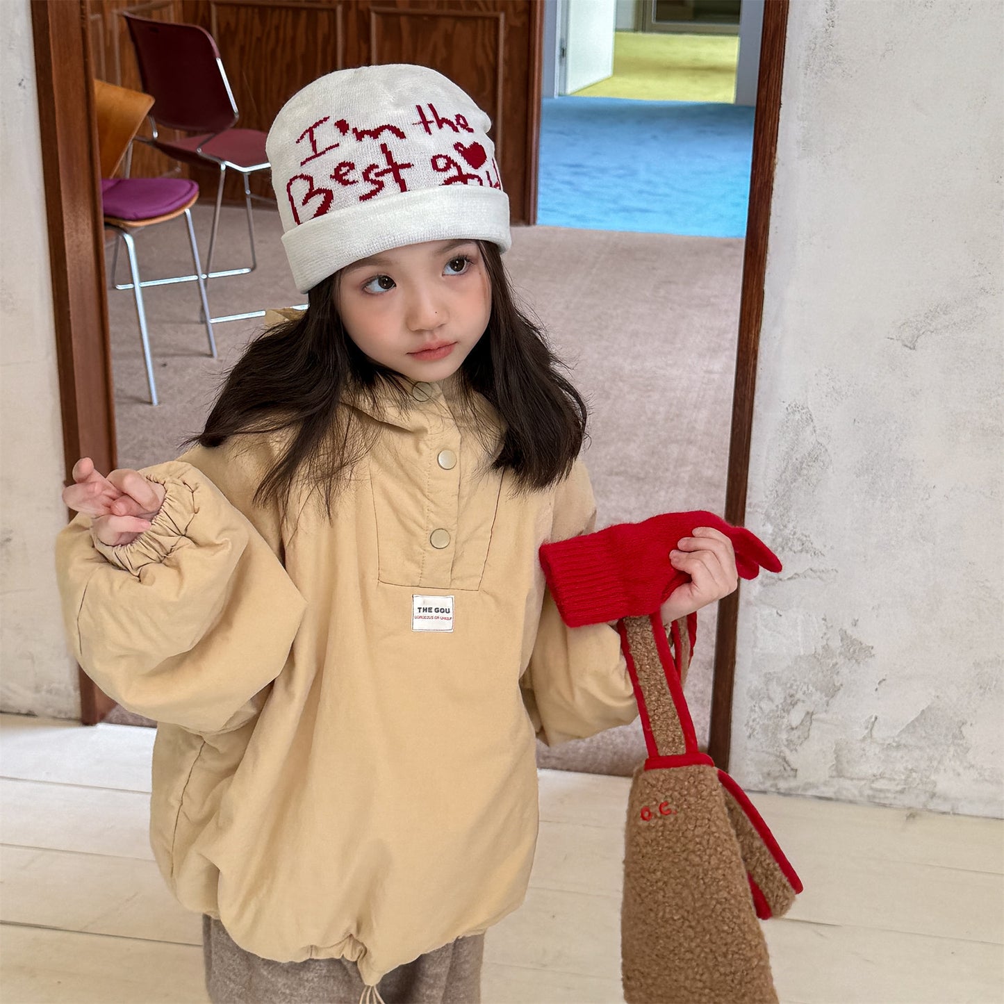 パフジャケット フーディ ストライプ プルオーバー アウター 中綿【mh0011613】