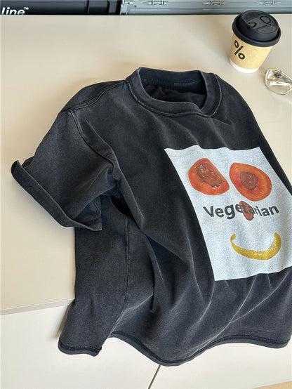 Vegetable Graphic Tee スマイルプリント 半袖Tシャツ【mh0012954】