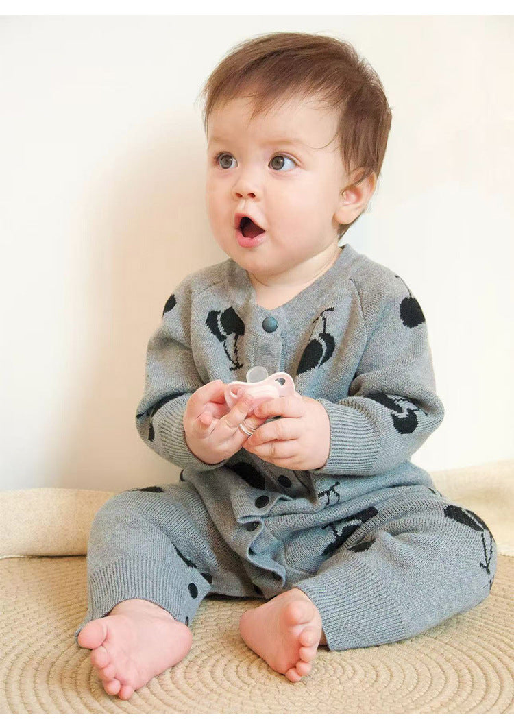 ニットロンパース/カーディガン さくらんぼ柄【mh0011719】