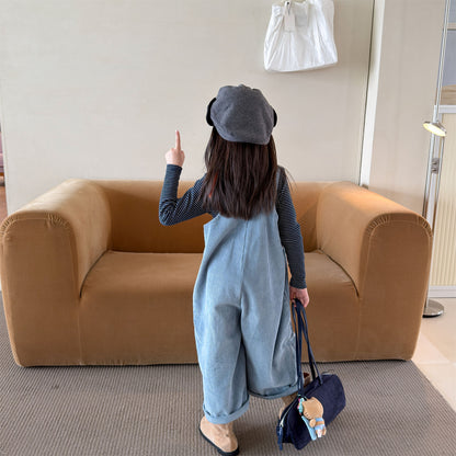キッズ ワイド ルーズ フロントボタン サロペットパンツ【mh0014533】
