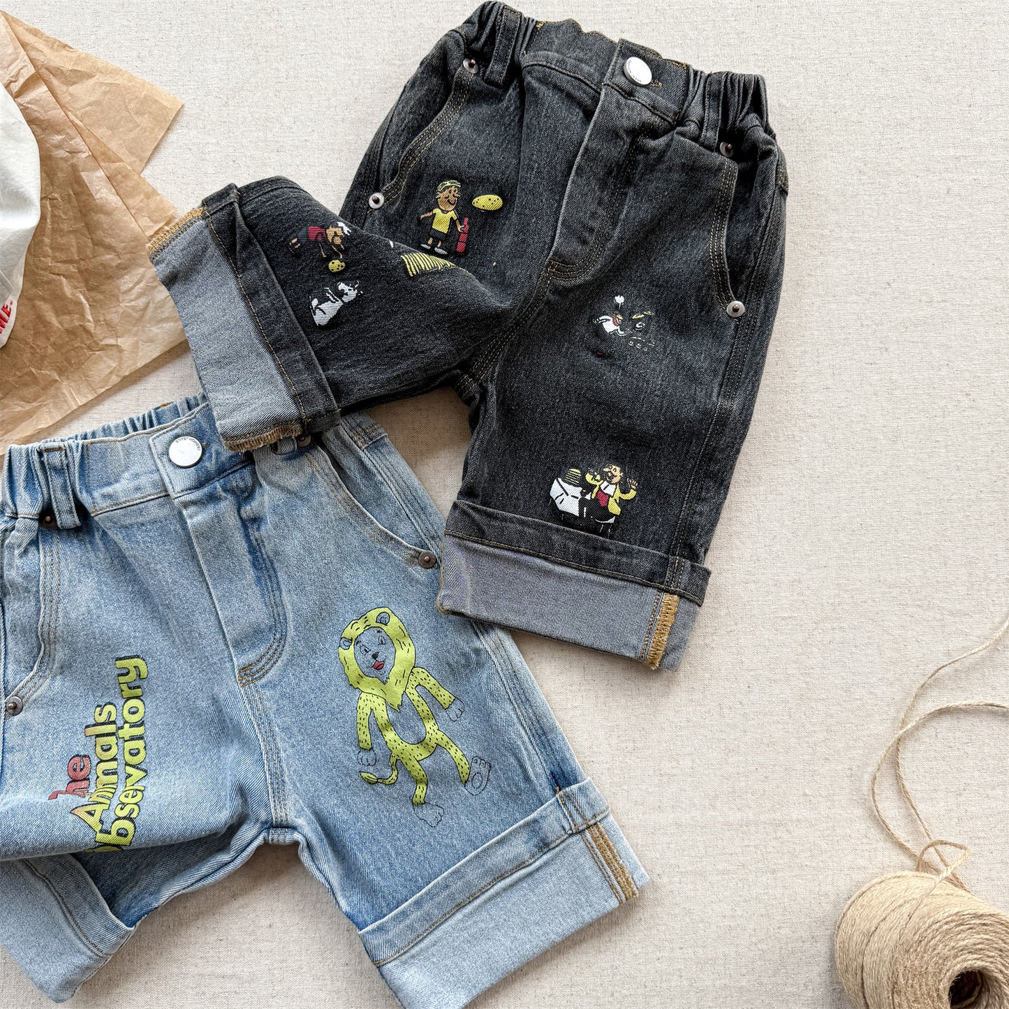 Graphic Denim Shorts ワークデニム ハーフパンツ【mh0013222】