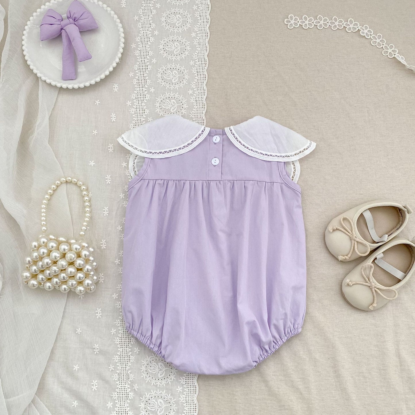 Petal Collar Romper Puff Sleeve Dress ラッフル ロンパース ミモレ丈ワンピース【mh0013158】
