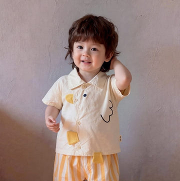 Chick Embroidery Shirt ひよこ 刺繍 半袖シャツ【mh0012857】