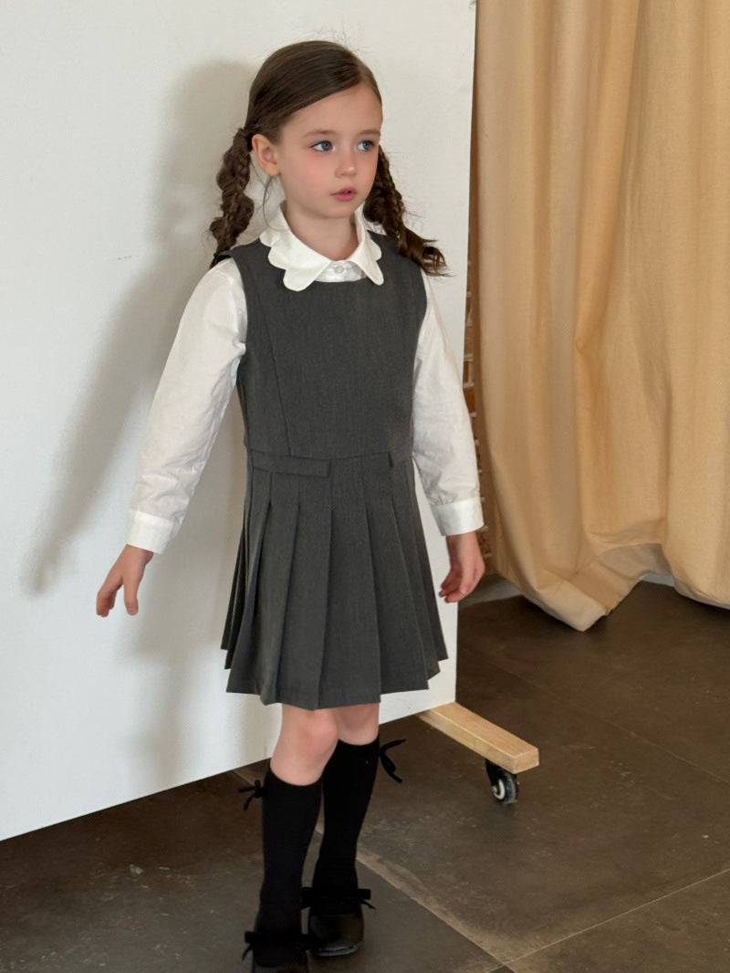 Kids' Sleeveless Pleated Dress with Waist Seam【mh0014072】