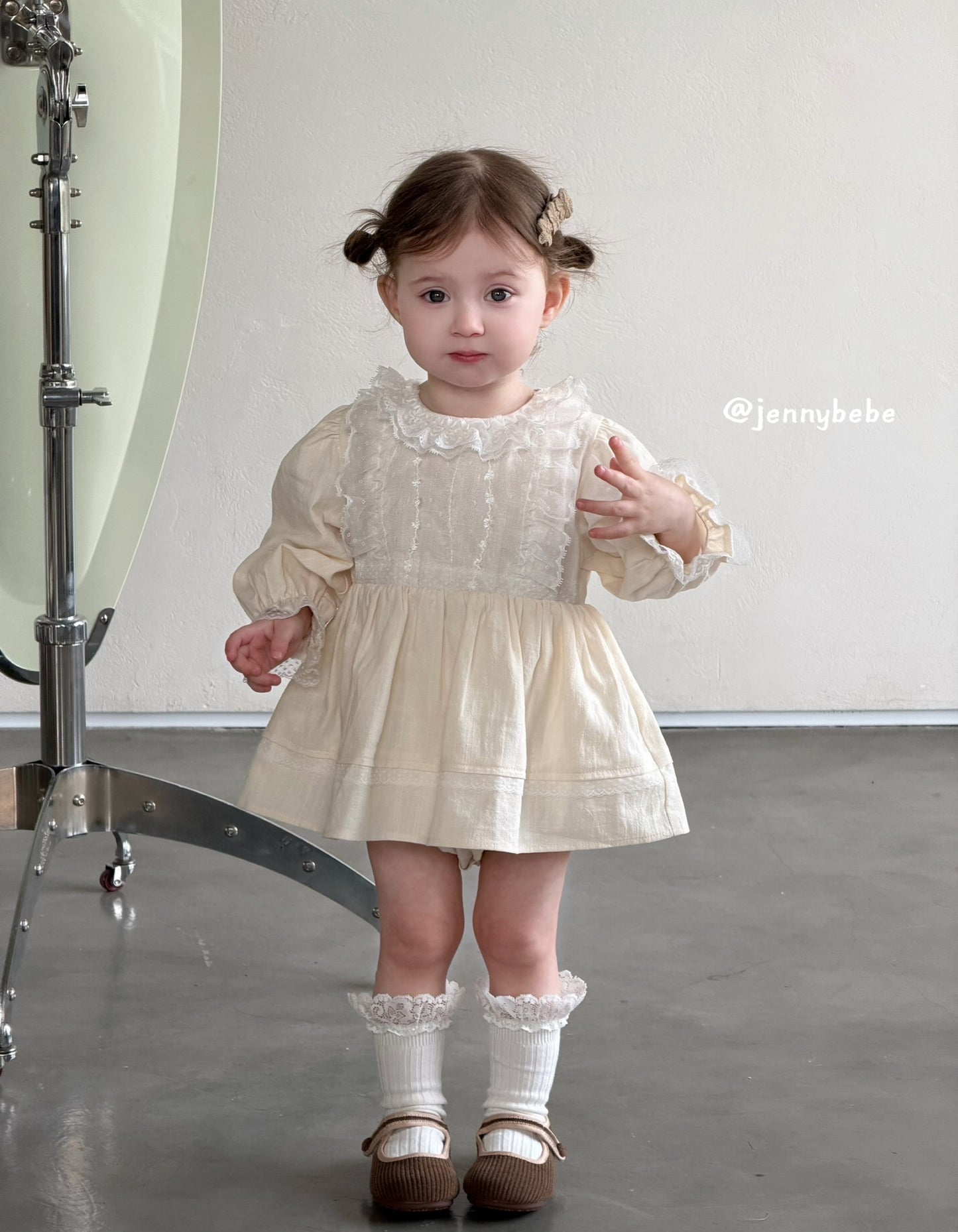 Lace Collar Cotton Romper Dress レース 襟付き コットン ロンパース ドレス【mh0012551】