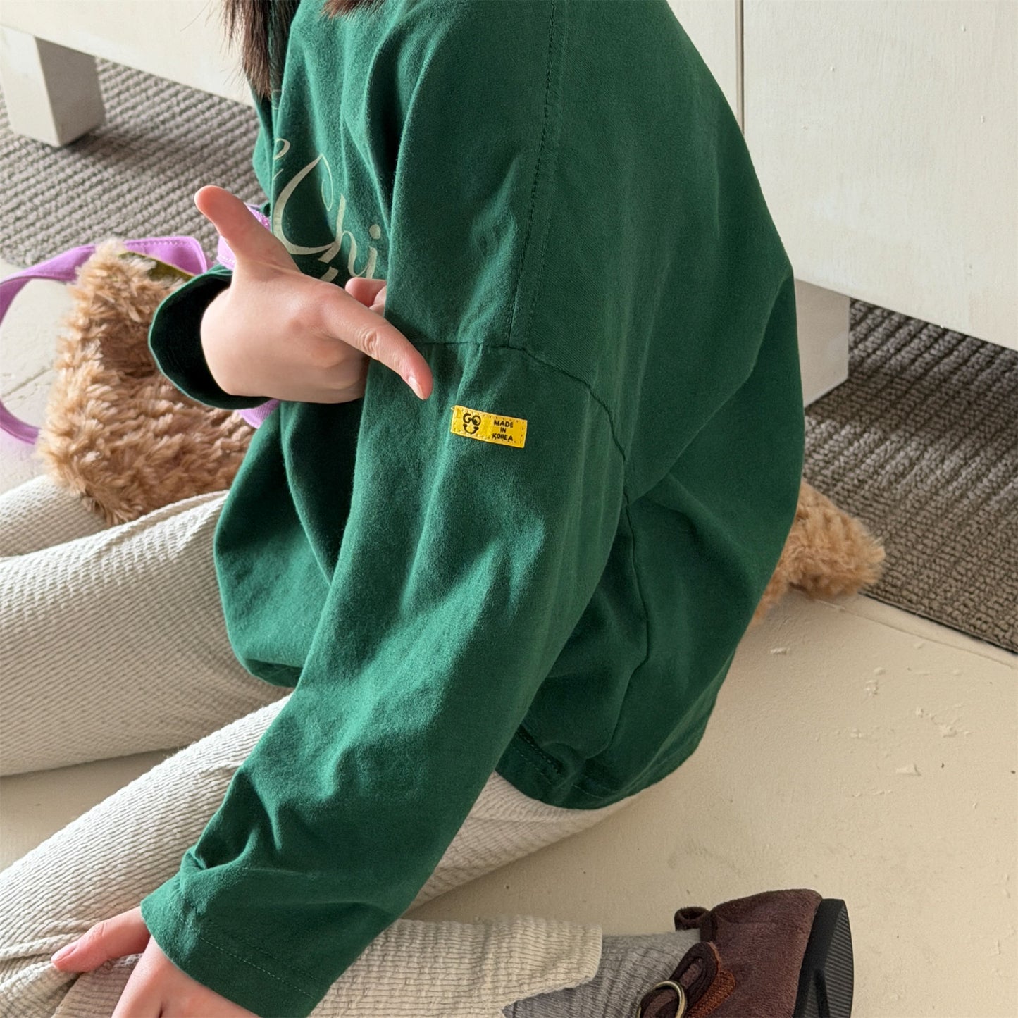 キッズ 英字プリント ルーズ 長袖Tシャツ【mh0014050】