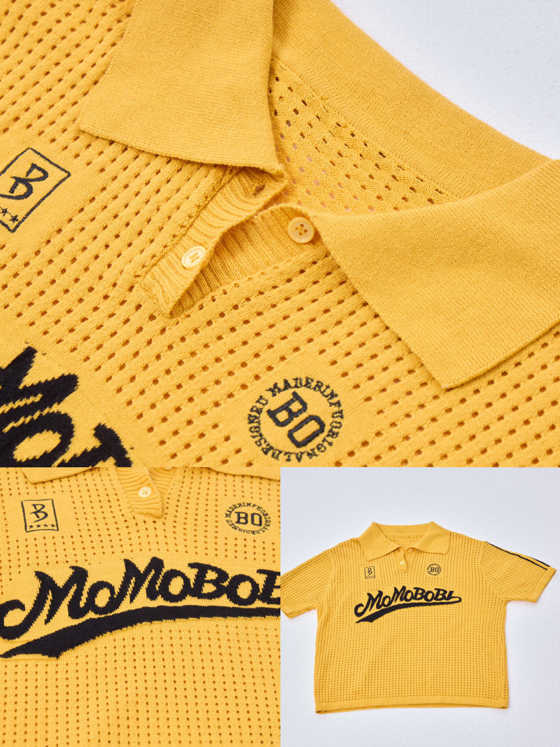 Knitted Letter Polo & Denim Shorts ニットポロシャツ デニムハーフパンツ【mh0013000】