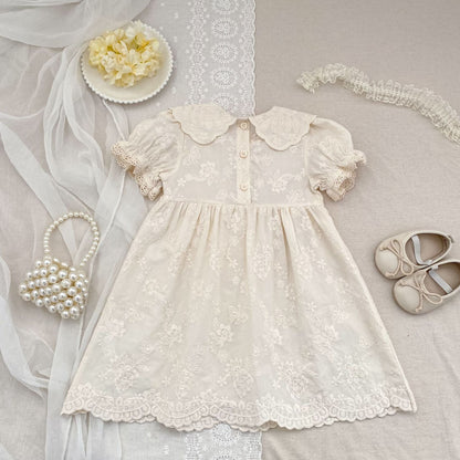 Embroidered Puff Sleeve Romper And Dress 刺繍 パフスリーブ ロンパース ワンピース【mh0013166】