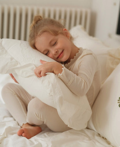 メリノウール キッズ パジャマ ラッフルカラー 長袖 トップス＆パンツ くすみカラー【mh0011572】