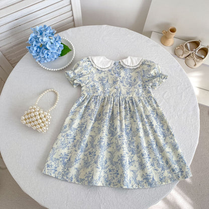 Floral Lace Collar Romper Dress パフスリーブ ロンパース 半袖ワンピース【mh0013164】