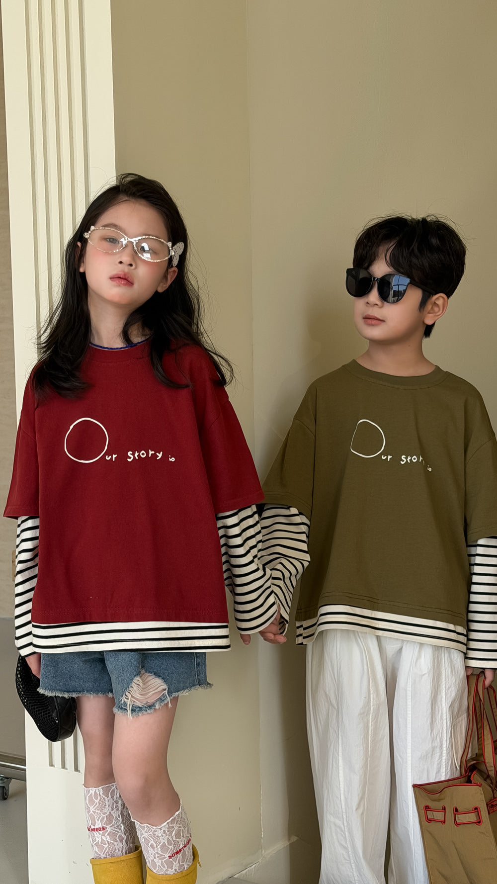 Layered Striped Long Sleeve T-shirt レイヤード ボーダー 長袖Tシャツ【mh0012517】