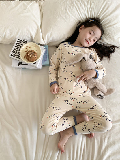 Long Sleeve Printed Pajamas 長袖 プリント パジャマ セット【mh0012243】