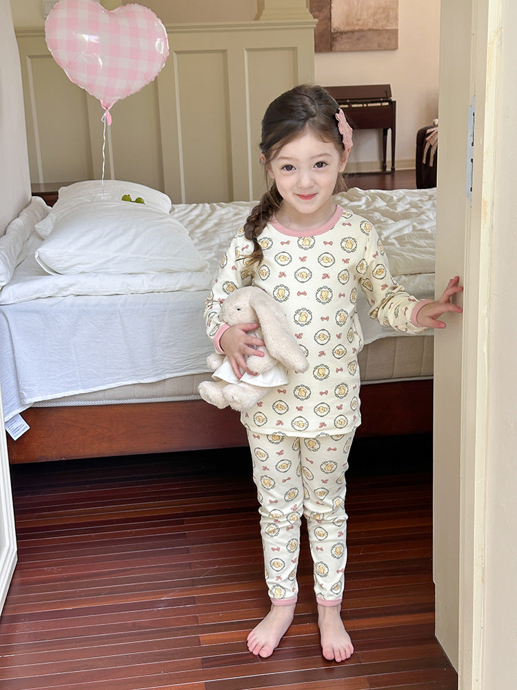 Long Sleeve Printed Pajama Set 長袖 プリント パジャマ セット【mh0012244】