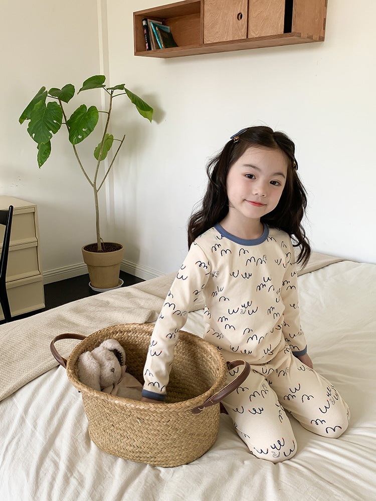 Long Sleeve Printed Pajamas 長袖 プリント パジャマ セット【mh0012243】