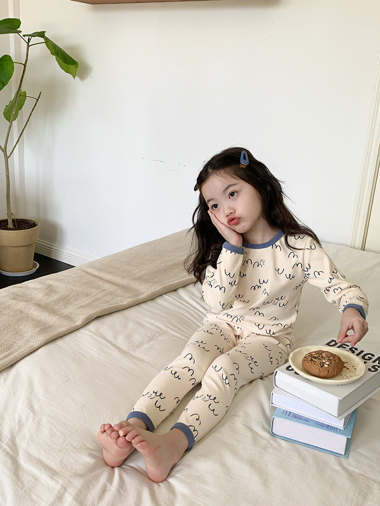 Long Sleeve Printed Pajamas 長袖 プリント パジャマ セット【mh0012243】