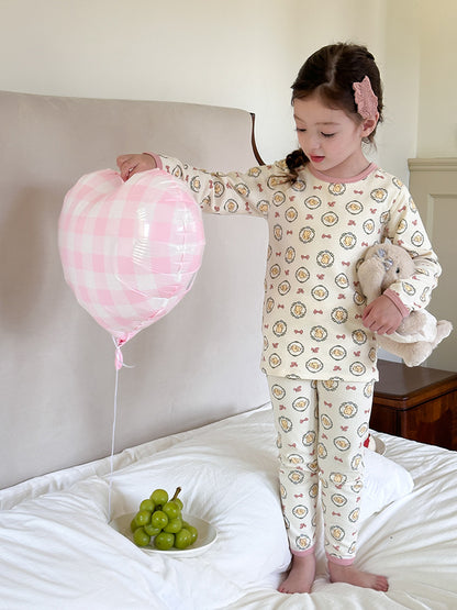 Long Sleeve Printed Pajama Set 長袖 プリント パジャマ セット【mh0012244】