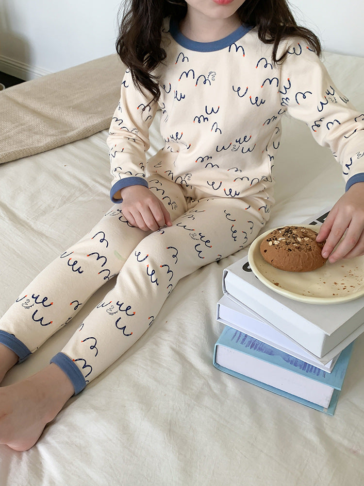 Long Sleeve Printed Pajamas 長袖 プリント パジャマ セット【mh0012243】