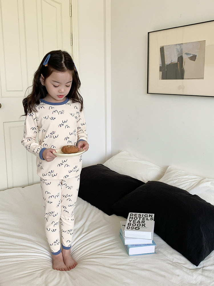 Long Sleeve Printed Pajamas 長袖 プリント パジャマ セット【mh0012243】