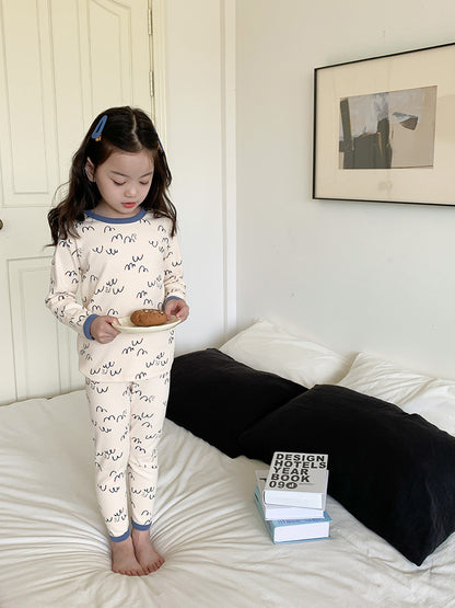 Long Sleeve Printed Pajamas 長袖 プリント パジャマ セット【mh0012243】