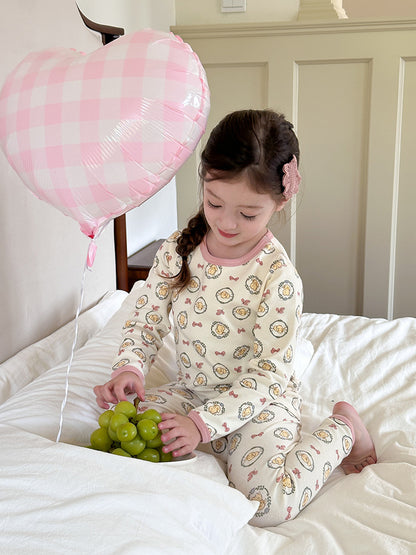 Long Sleeve Printed Pajama Set 長袖 プリント パジャマ セット【mh0012244】