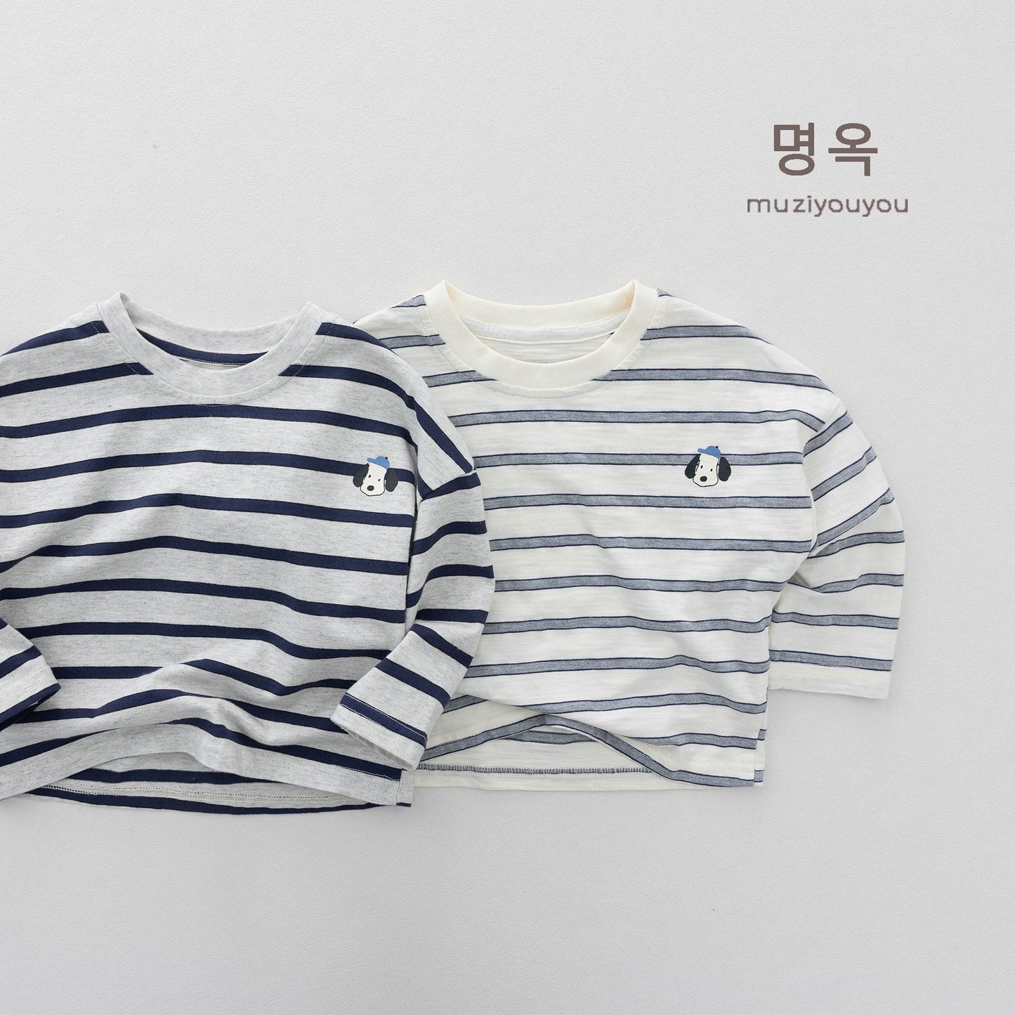 キッズ ボーダー ドッグ ワンポイント 刺繍 ルーズシルエット 長袖Tシャツ【mh0014179】