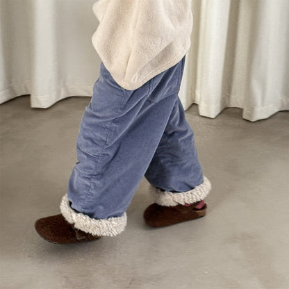 コーデュロイパンツ 裏ボア 裾ボア ゆったり ワイドパンツ ボトムス【mh0011606】