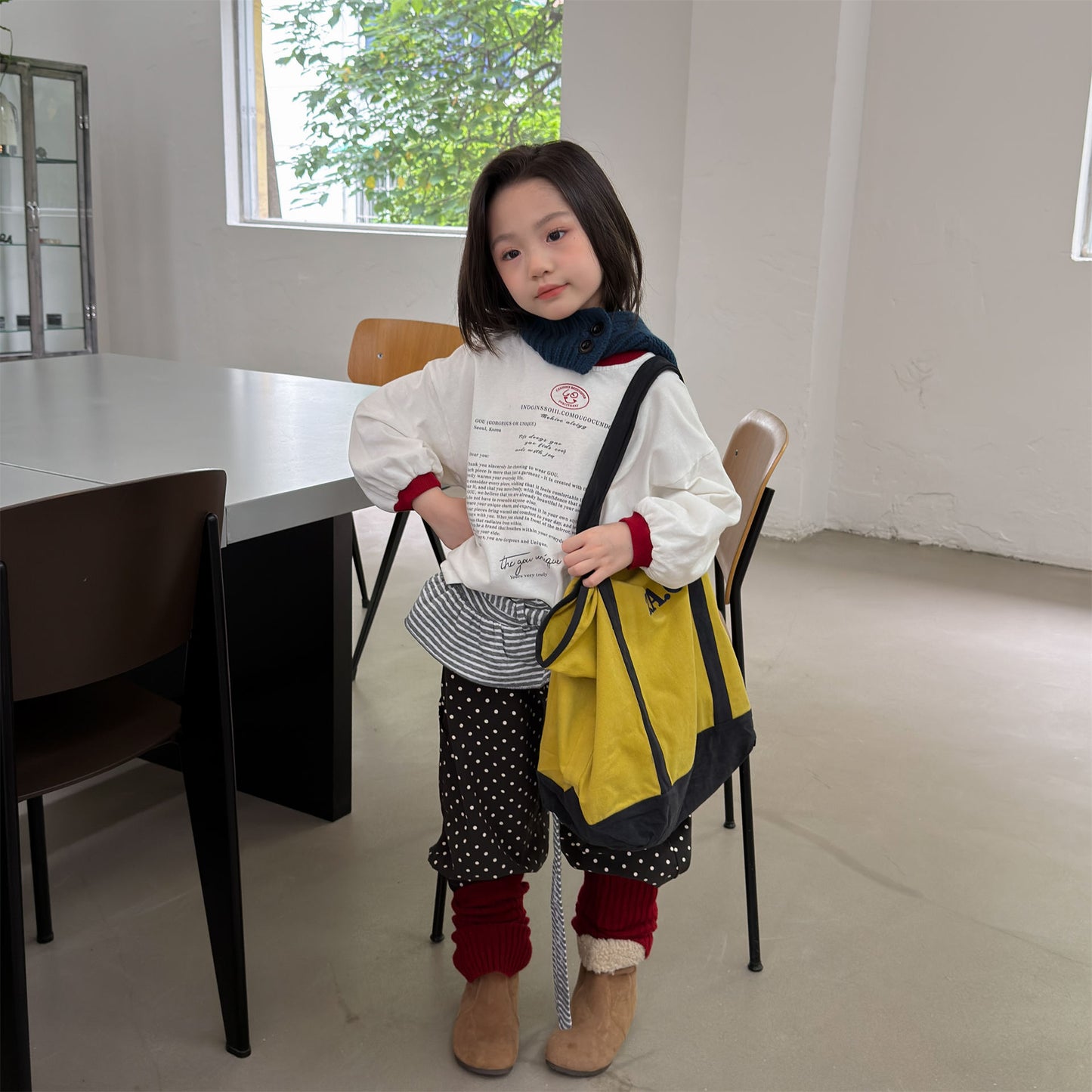 Kids' Color-Blocked Ringer Loose-Fit Letter-Printed Striped Long-Sleeved T-Shirt [mh0014062]
