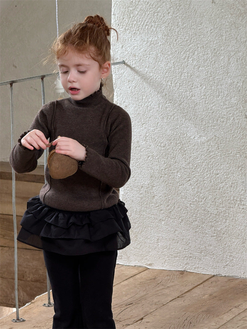 ニットトップス ハイネック ステッチ リブ シンプル モード 長袖【mh0011620】