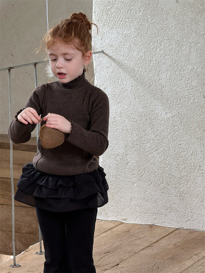 ニットトップス ハイネック ステッチ リブ シンプル モード 長袖【mh0011620】