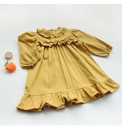 Ruffle Collar Layered Princess Dress フリル 長袖ワンピース【mh0012629】