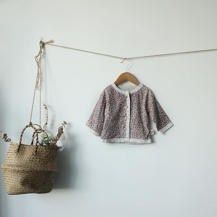 Floral Print Lace Trim Cardigan 花柄 レーストリム カーディガン【mh0012631】