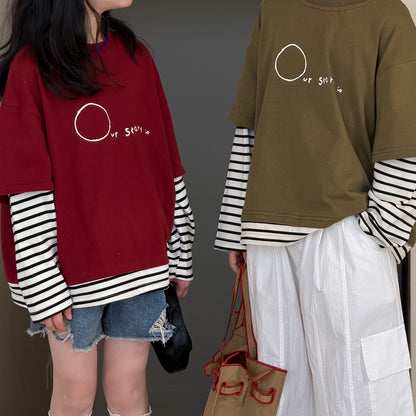 Layered Striped Long Sleeve T-shirt レイヤード ボーダー 長袖Tシャツ【mh0012517】