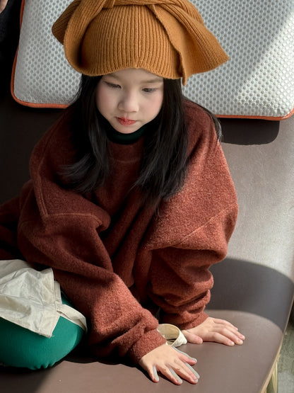 スウェットシャツ キッズ 裏起毛 厚手 クルーネック 無地 ルーズフィット トップス【mh0011683】