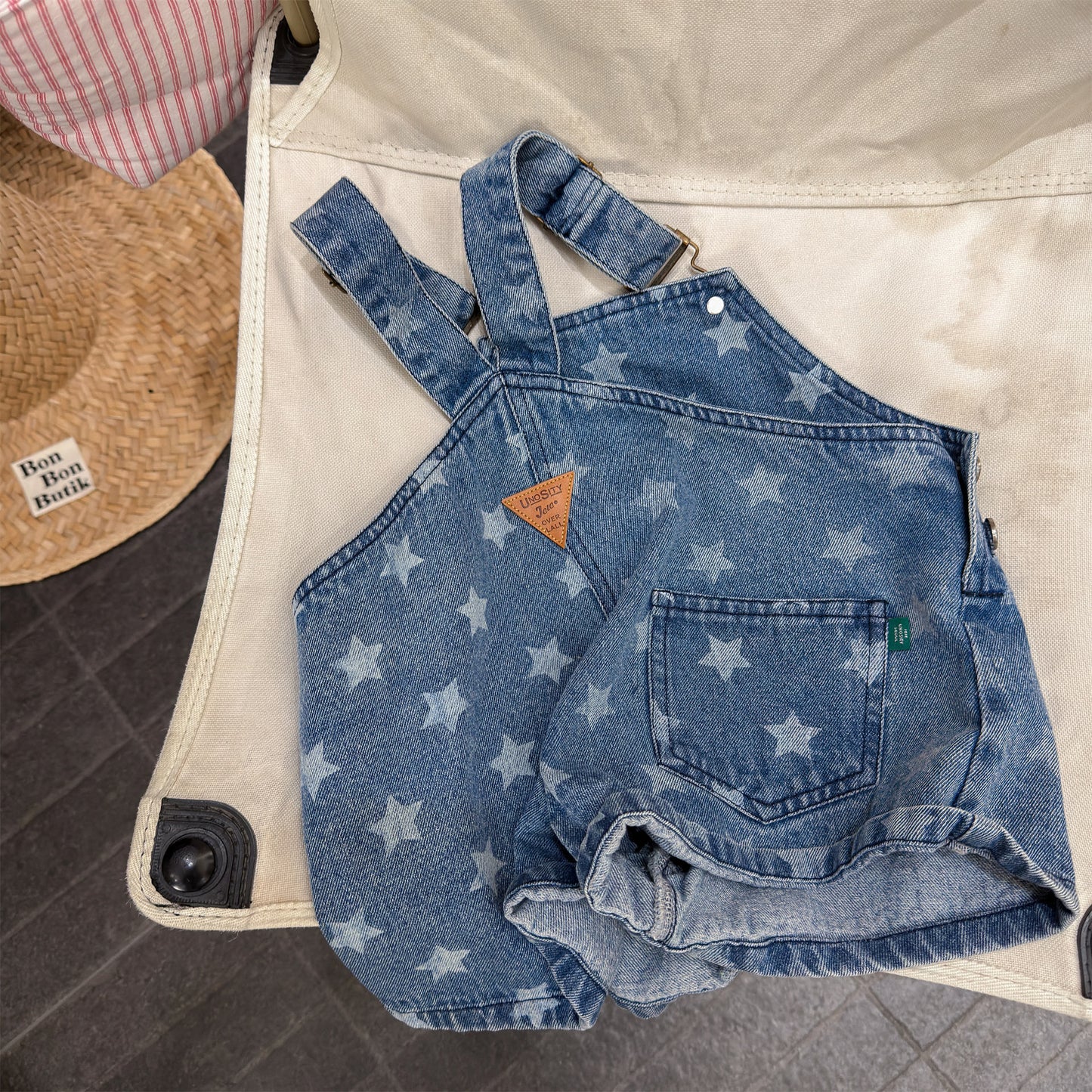 Star Polka Dot Denim Overalls 星 ドット柄 サロペット【mh0012665】