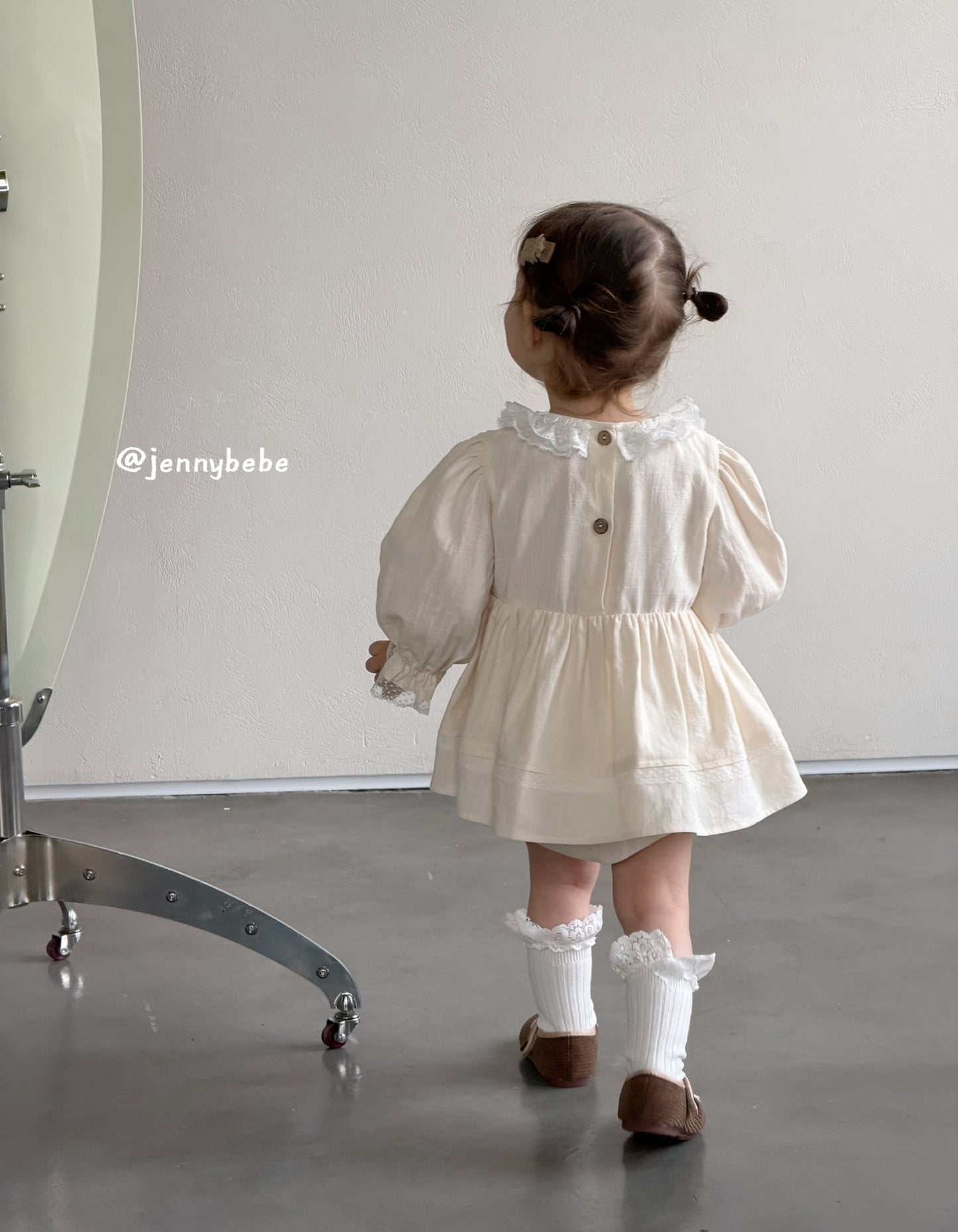 Lace Collar Cotton Romper Dress レース 襟付き コットン ロンパース ドレス【mh0012551】