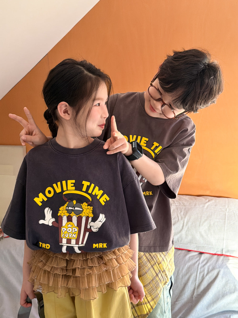 Popcorn Print Cotton T-shirt