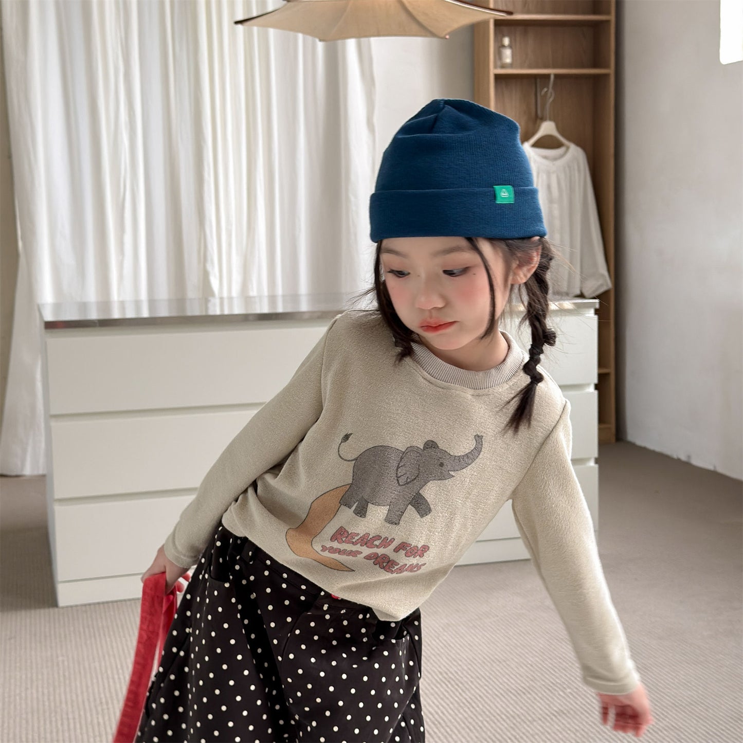 Kids Elephant Print Long Sleeve T-shirt [mh0014054]