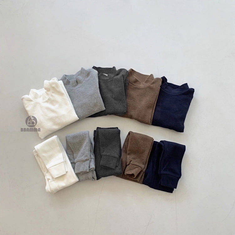 Solid Color Mock Neck Lounge Set 無地 モックネック 長袖 セットアップ【mh0012701】